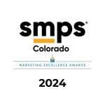 Logo for SMPS Colorado Marketing Excellence Awards 2024, featuring smps in bold black letters, Colorado below in gold, and Marketing Excellence Awards 2024 beneath—perfect for celebrating colorado engineering and marketing achievements.