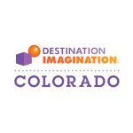 Logo for Destination Imagination Colorado featuring a purple cube, an orange sphere, and the words Destination Imagination Colorado in purple and orange text on a white background.